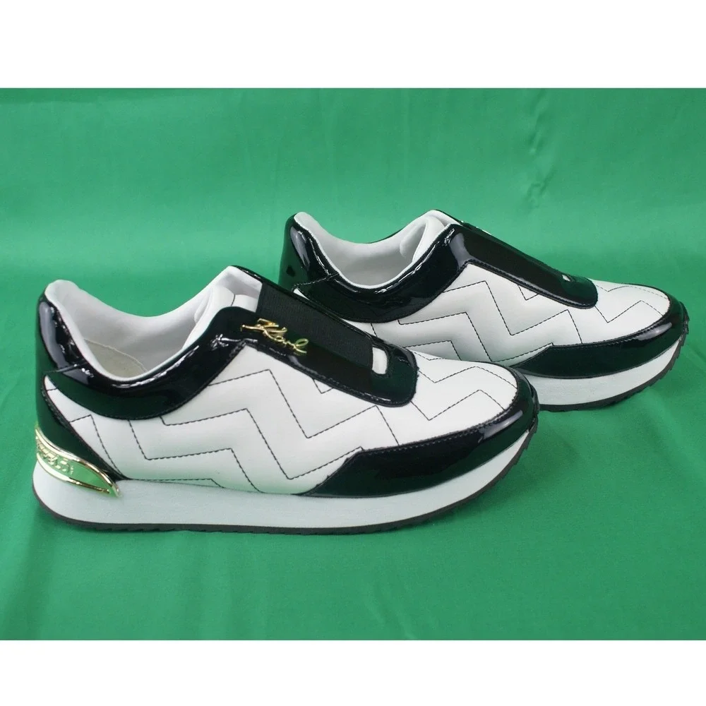 Karl Lagerfeld Paris Melody‎ Black/White Faux Leather Platform Womens Sneakers 8
